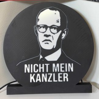 Leuchtkasten „Nicht mein Kanzler – Friedrich Merz“ | 3D-gedruckte Lampe | Statement Lightbox | Schwarz-Weiß