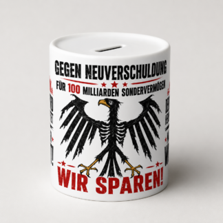 Spardose für kritische Bürger – Bundesadler „Wir sparen!“